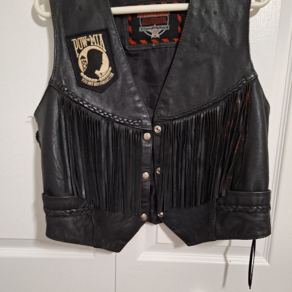 Womens fringed leather vest